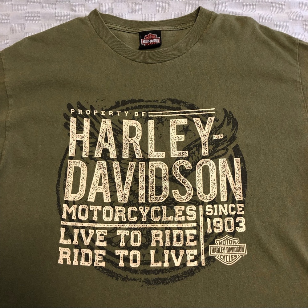Harley Davidson green top t shirt San Diego California size large